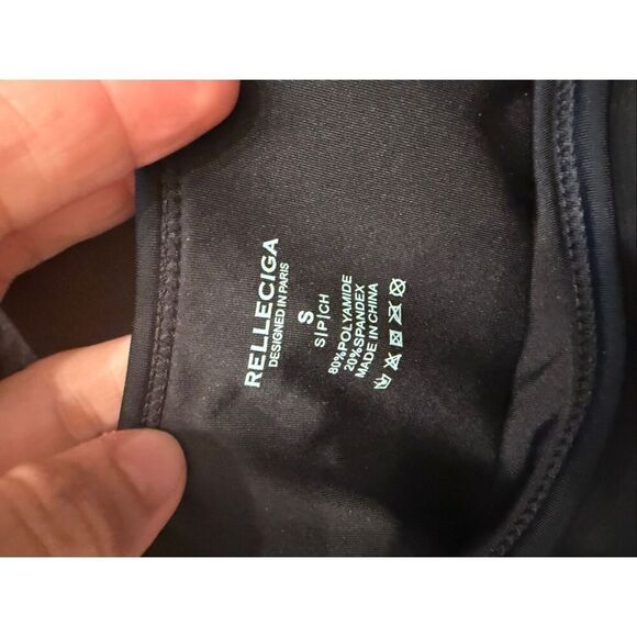 Relleciga Black Long Sleeve Logo Cropped Swim Shirt Rashguard Small - Picture 4 of 4